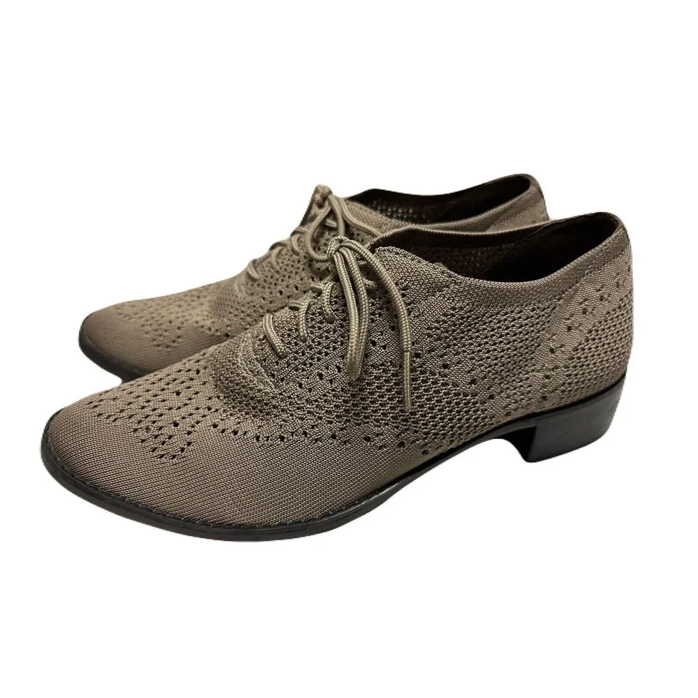 Aetrex Womens Size 7.5-8 38 EU Taupe Hayden Knit Stretch Knit Oxford Shoes EUC